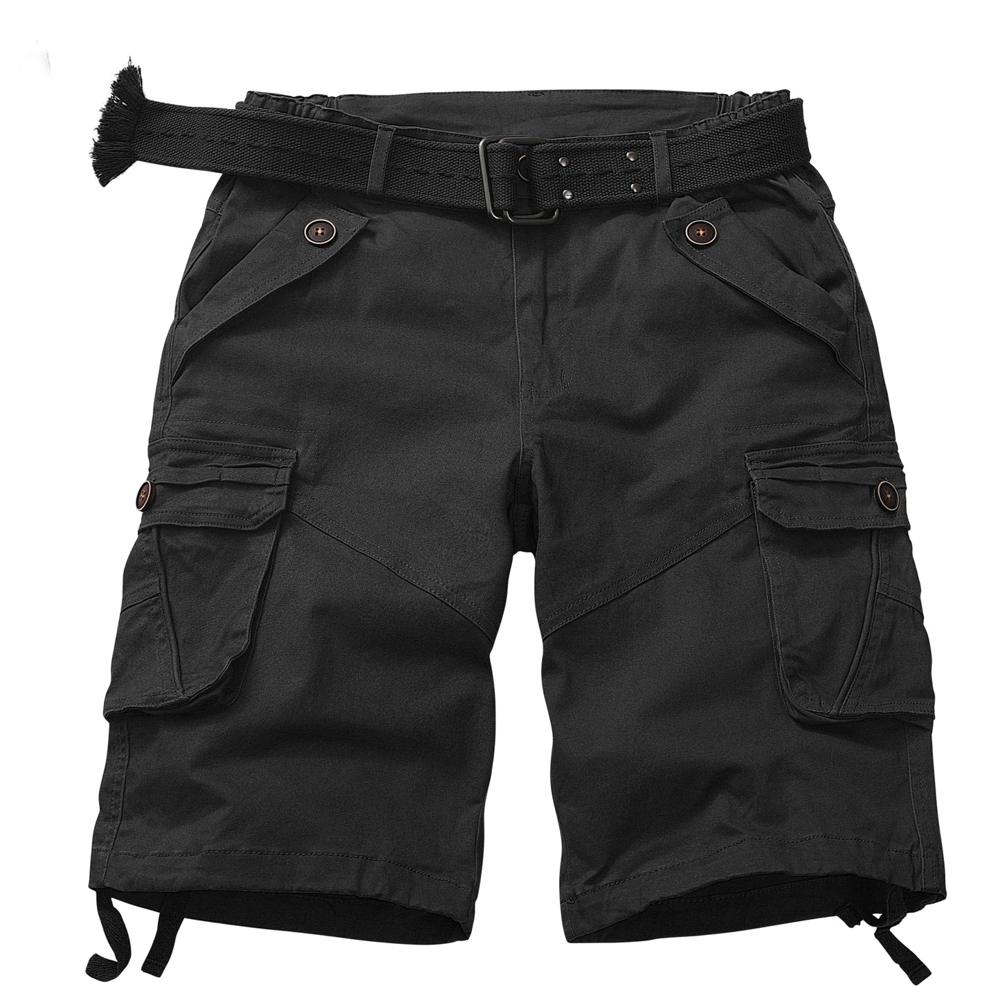 Women's Casual Fitted Multi-Pockets Twill Bermuda Cargo Shorts(No Belt)