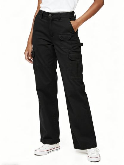 TRGPSG Women's High Waisted Cargo Pants, Wide Leg Baggy Y2K Streetwear Trousers, 7-Pocket Cotton Twill Tactical Pants for Work, Outdoor & Casual