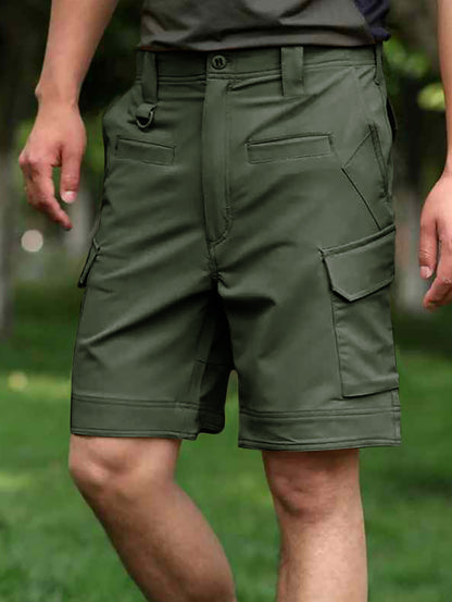 TRGPSG Men's Hiking Shorts Elastic Waist Tactical Work Shorts Lightweight Casual Fishing Cargo Shorts for Men with 6 Pockets
