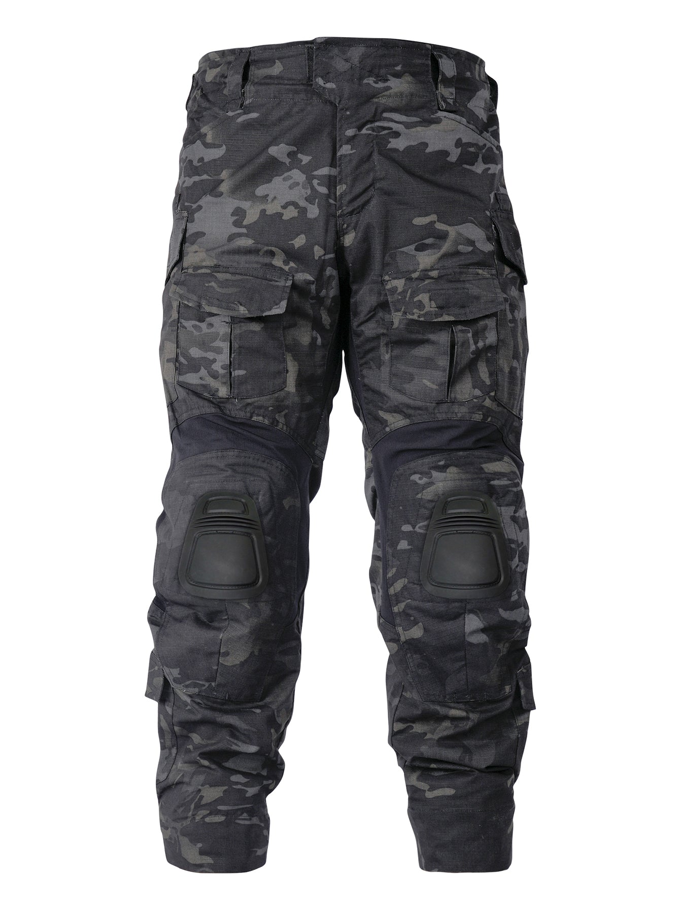 Men’s Outdoor Pants with Knee Pads Camo Cargo Pants Waterproof Hiking Pants 10 Pockets (No Belt)