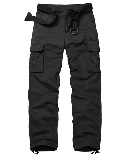 TRGPSG Cotton Comfort Cargo Pants For Men With 7 Pockets,Casual Relaxed Fit Work Pants(No Belts)