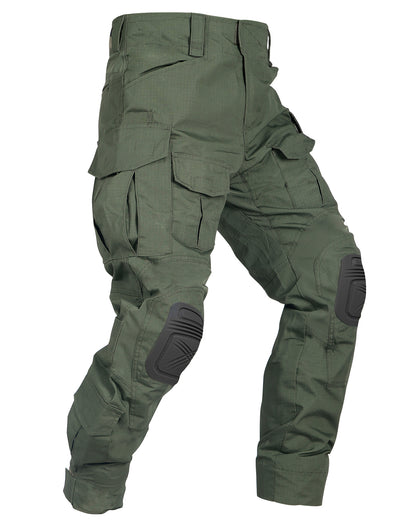 TRGPSG Men's Outdoors Camo Pants with Knee Pads, Camo Hunting Pants Waterproof Hiking Work Pants 10 Pockets (No Belt)