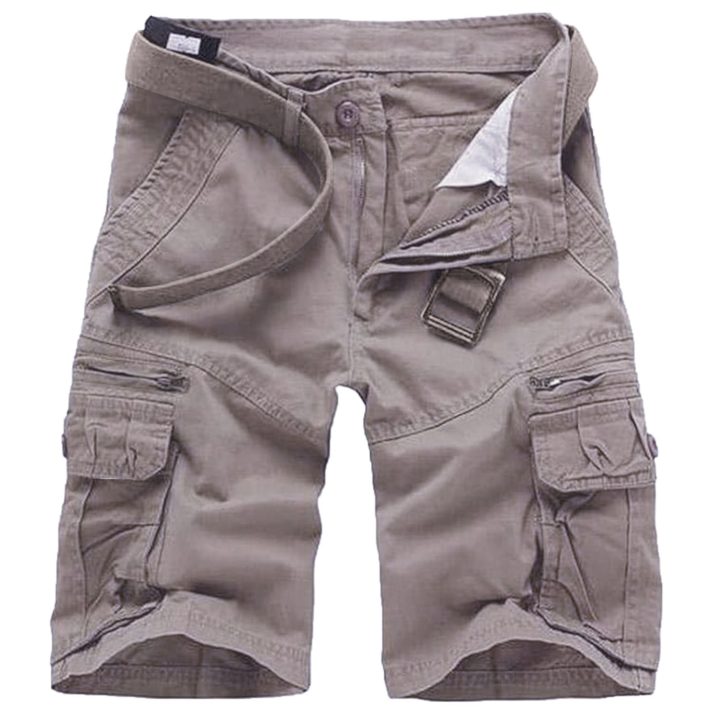 TRGPSG Men's Cotton Casual Cargo Shorts with Multi Pockets(No Belt)