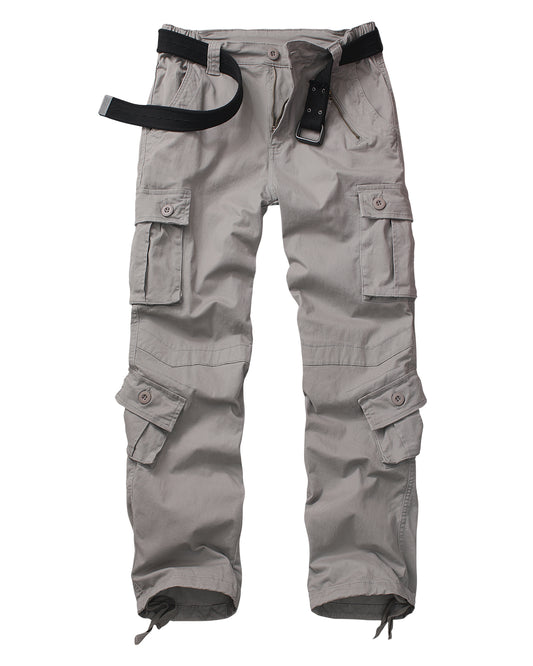 TRGPSG Women's Cargo Pants with 8 Pockets Cotton Casual Work Pants(No Belt)
