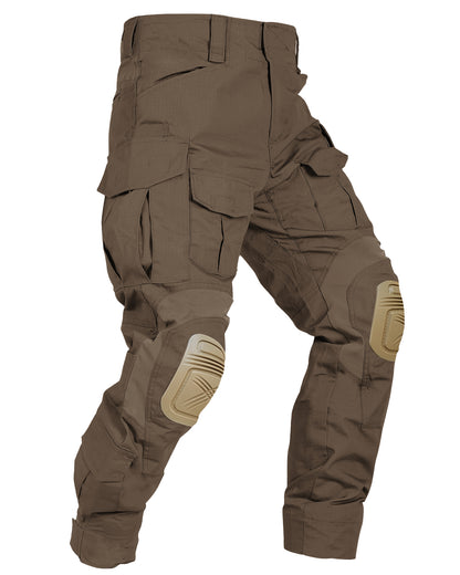 TRGPSG Men's Outdoors Camo Pants with Knee Pads, Camo Hunting Pants Waterproof Hiking Work Pants 10 Pockets (No Belt)