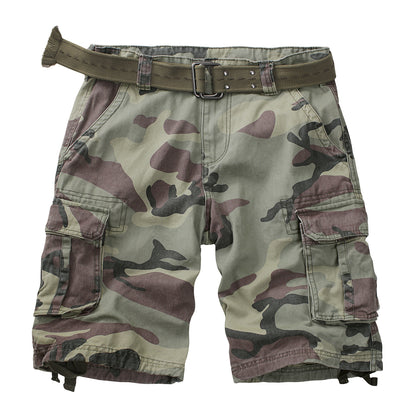 TRGPSG Men's Camo Multi-Pocket Relaxed Fit Casual Shorts,Outdoor Camouflage Twill Cargo Shorts 11" Inseam