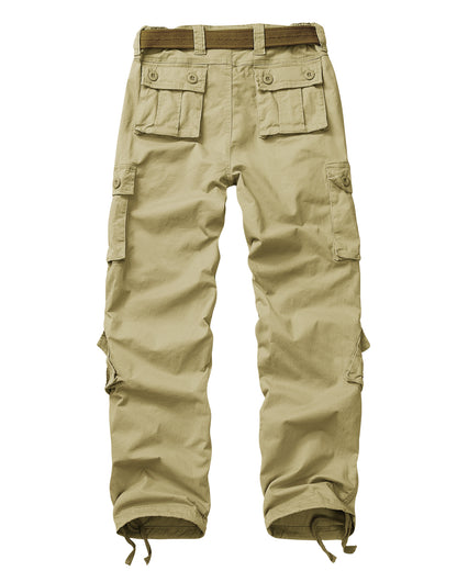 TRGPSG Women's Cargo Pants with 8 Pockets Cotton Casual Work Pants(No Belt)