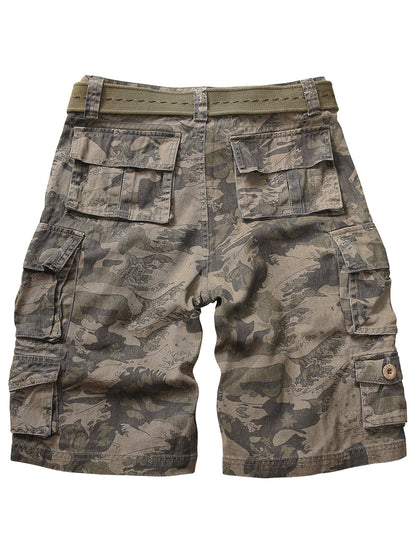 TRGPSG Men's Cargo Shorts with 9-Pockets, Comfort Camo Cotton Durability Shorts,Casual Cargo Style Work Shorts