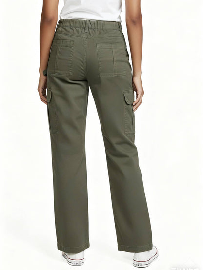 TRGPSG Women's High Waisted Cargo Pants, Wide Leg Baggy Y2K Streetwear Trousers, 7-Pocket Cotton Twill Tactical Pants for Work, Outdoor & Casual