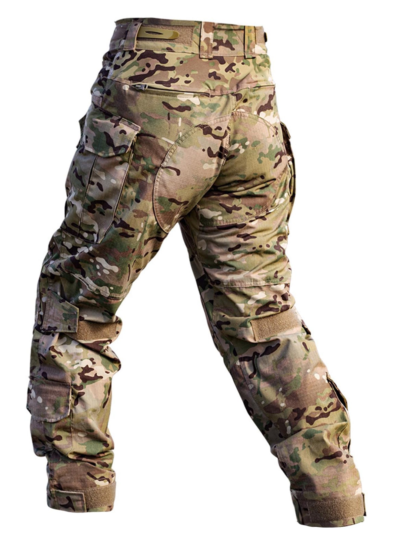 Men’s Outdoor Pants with Knee Pads Camo Cargo Pants Waterproof Hiking Pants 10 Pockets (No Belt)