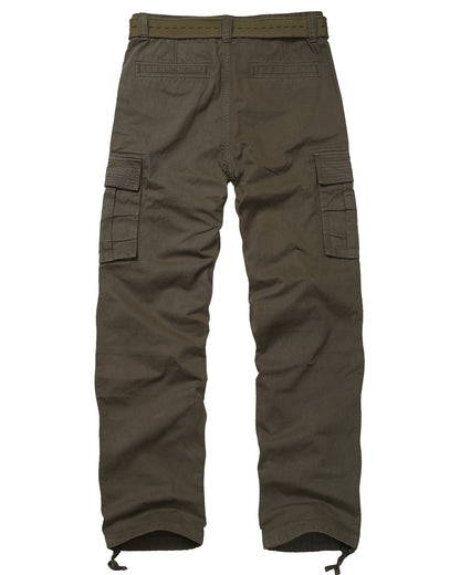 TRGPSG Cotton Men's Cargo Pants With 6 Pockets Classical Regular Casual Hiking Work Pants(No Belts)