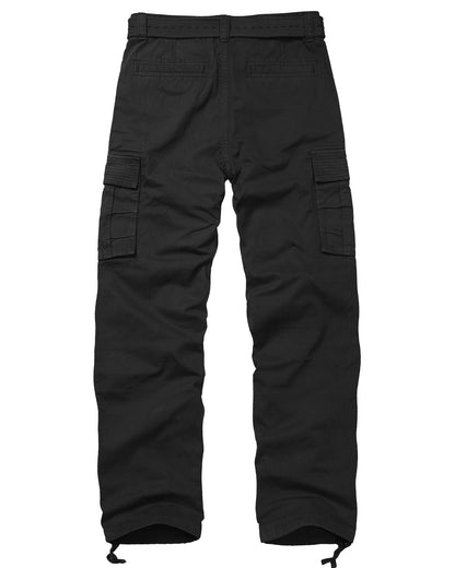 TRGPSG Cotton Men's Cargo Pants With 6 Pockets Classical Regular Casual Hiking Work Pants(No Belts)