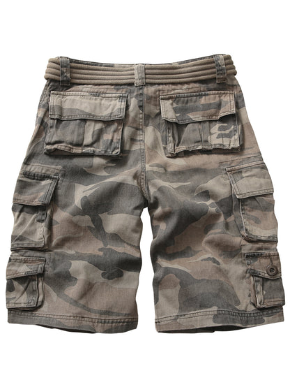 TRGPSG Men's Cargo Shorts with 9-Pockets, Comfort Camo Cotton Durability Shorts,Casual Cargo Style Work Shorts