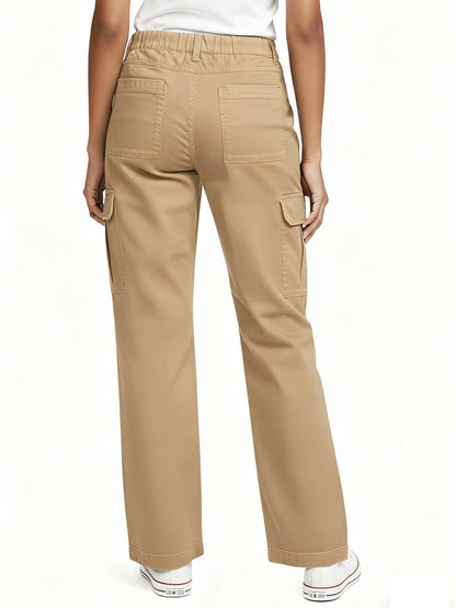 TRGPSG Women's High Waisted Cargo Pants, Wide Leg Baggy Y2K Streetwear Trousers, 7-Pocket Cotton Twill Tactical Pants for Work, Outdoor & Casual