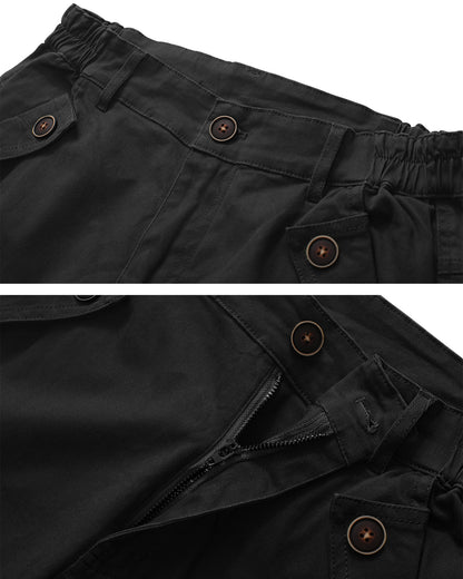 Women's Casual Fitted Multi-Pockets Twill Bermuda Cargo Shorts(No Belt)