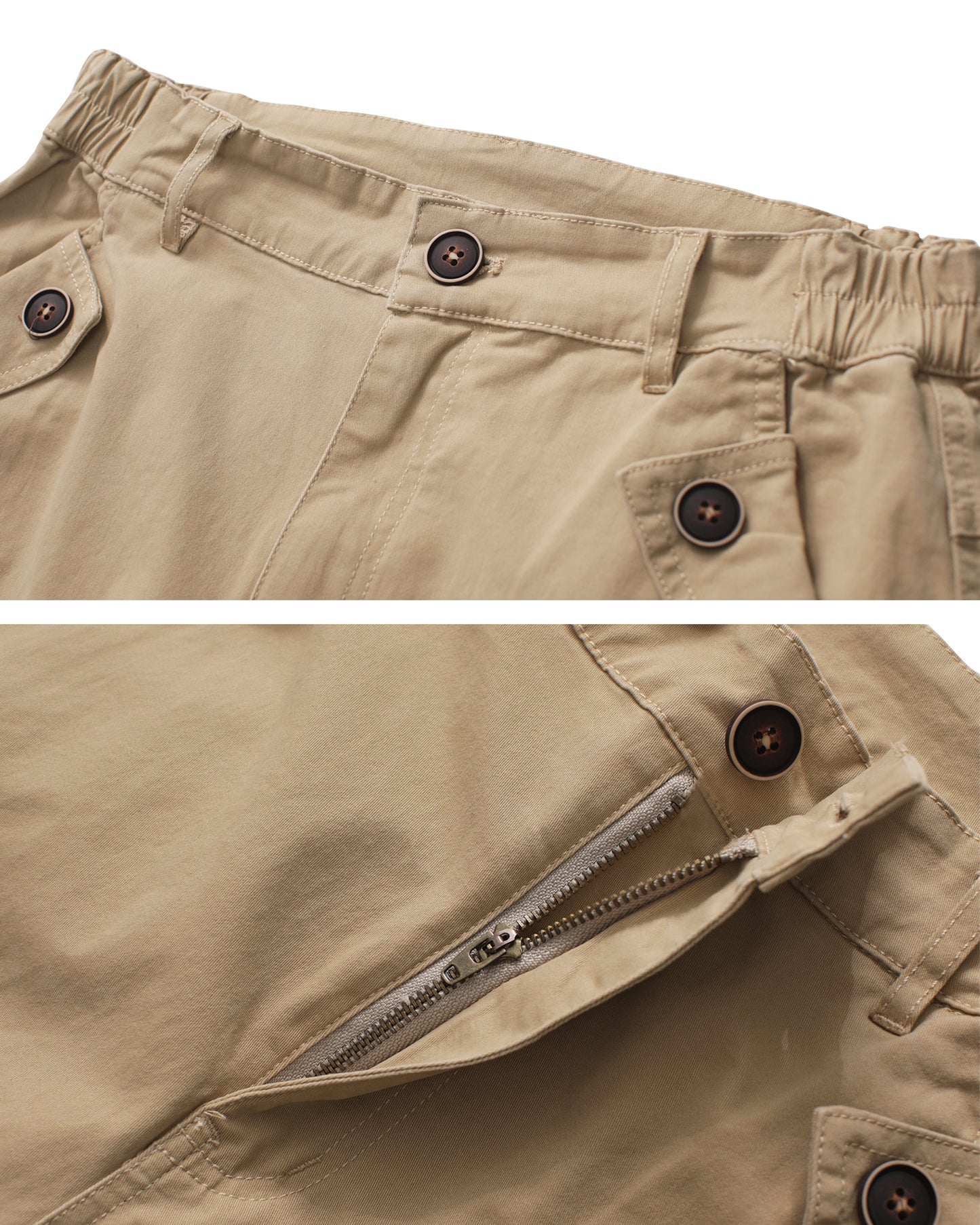 Women's Casual Fitted Multi-Pockets Twill Bermuda Cargo Shorts(No Belt)