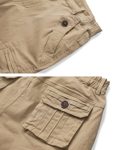 Women's Casual Fitted Multi-Pockets Twill Bermuda Cargo Shorts(No Belt)
