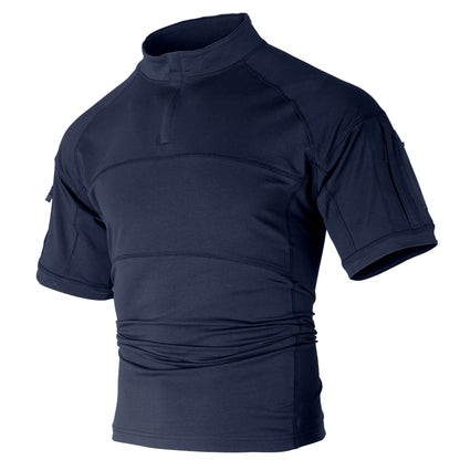 TRGPSG Short Sleeve Work Hiking Shirt for Men, 1/4 Zip Quick Dry Workout Gym T-Shirt with Zipper Pockets