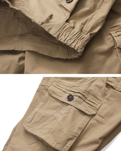Women's Casual Fitted Multi-Pockets Twill Bermuda Cargo Shorts(No Belt)