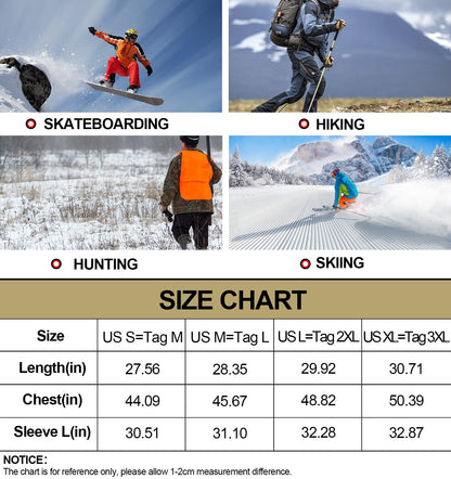 TRGPSG Men's Snow Ski Jacket with 9 Pockets Warm Jacket Waterproof Hooded Coat Windproof Winter Parka