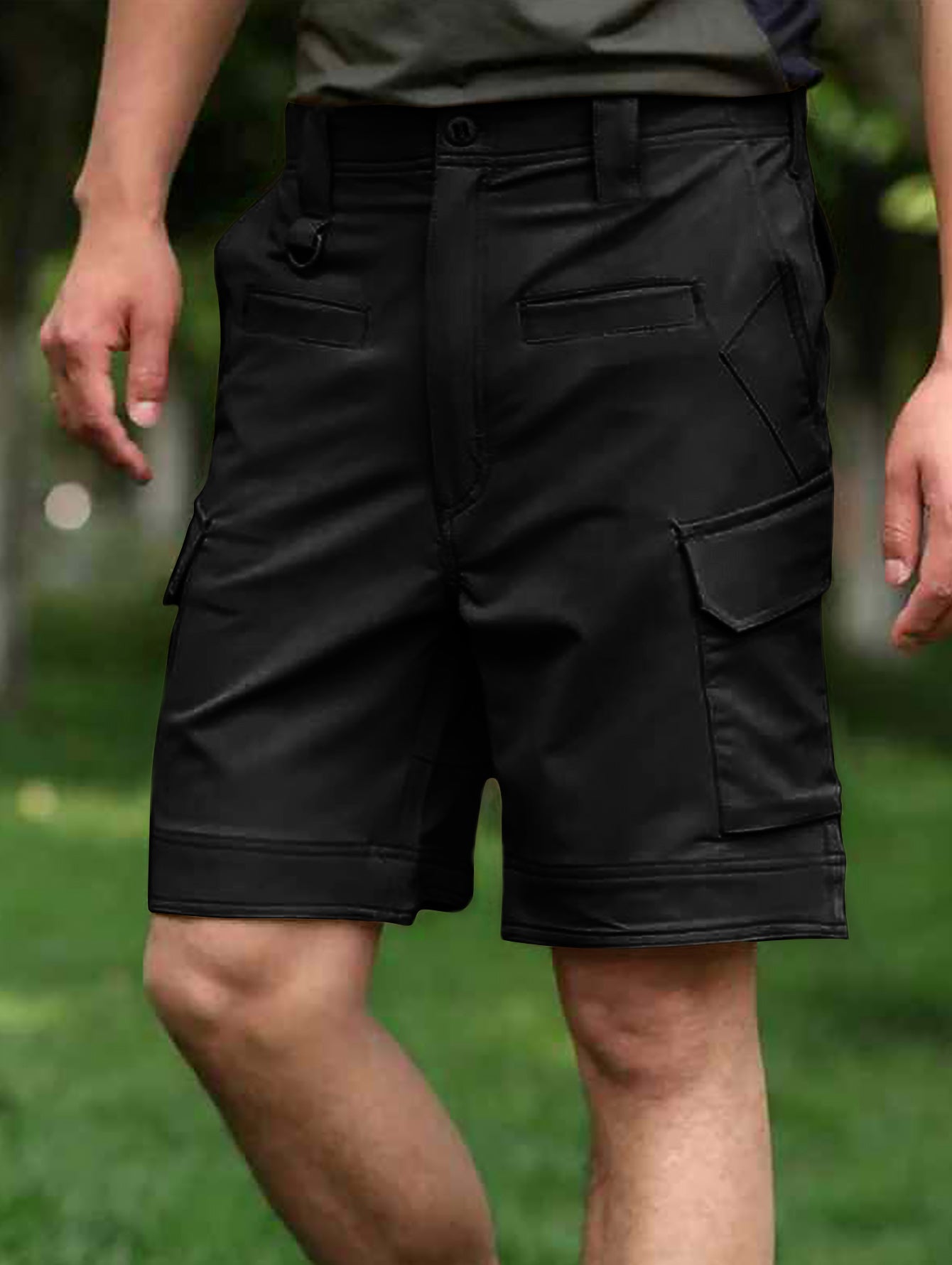 TRGPSG Men's Hiking Shorts Elastic Waist Tactical Work Shorts Lightweight Casual Fishing Cargo Shorts for Men with 6 Pockets