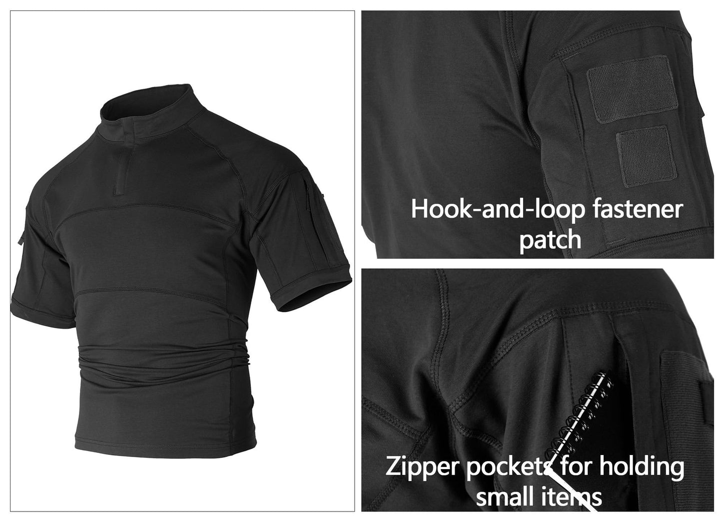 TRGPSG Short Sleeve Work Hiking Shirt for Men, 1/4 Zip Quick Dry Workout Gym T-Shirt with Zipper Pockets