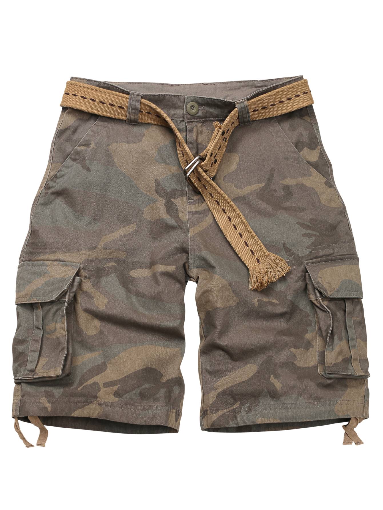 TRGPSG Men's Lightweight Multi Pocket Cotton Casual Cargo Shorts