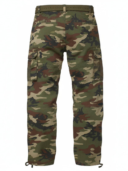 TRGPSG Cotton Men's Cargo Pants With 6 Pockets Classical Regular Casual Hiking Work Pants(No Belts)