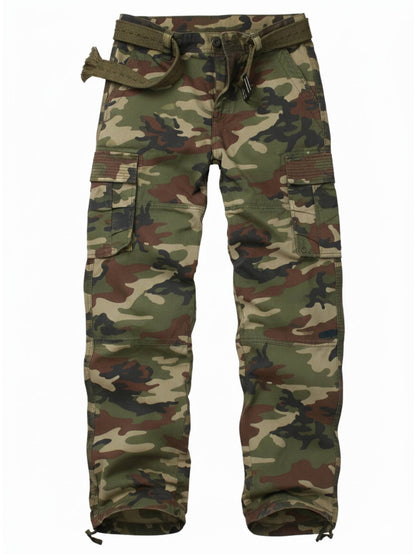 TRGPSG Cotton Men's Cargo Pants With 6 Pockets Classical Regular Casual Hiking Work Pants(No Belts)