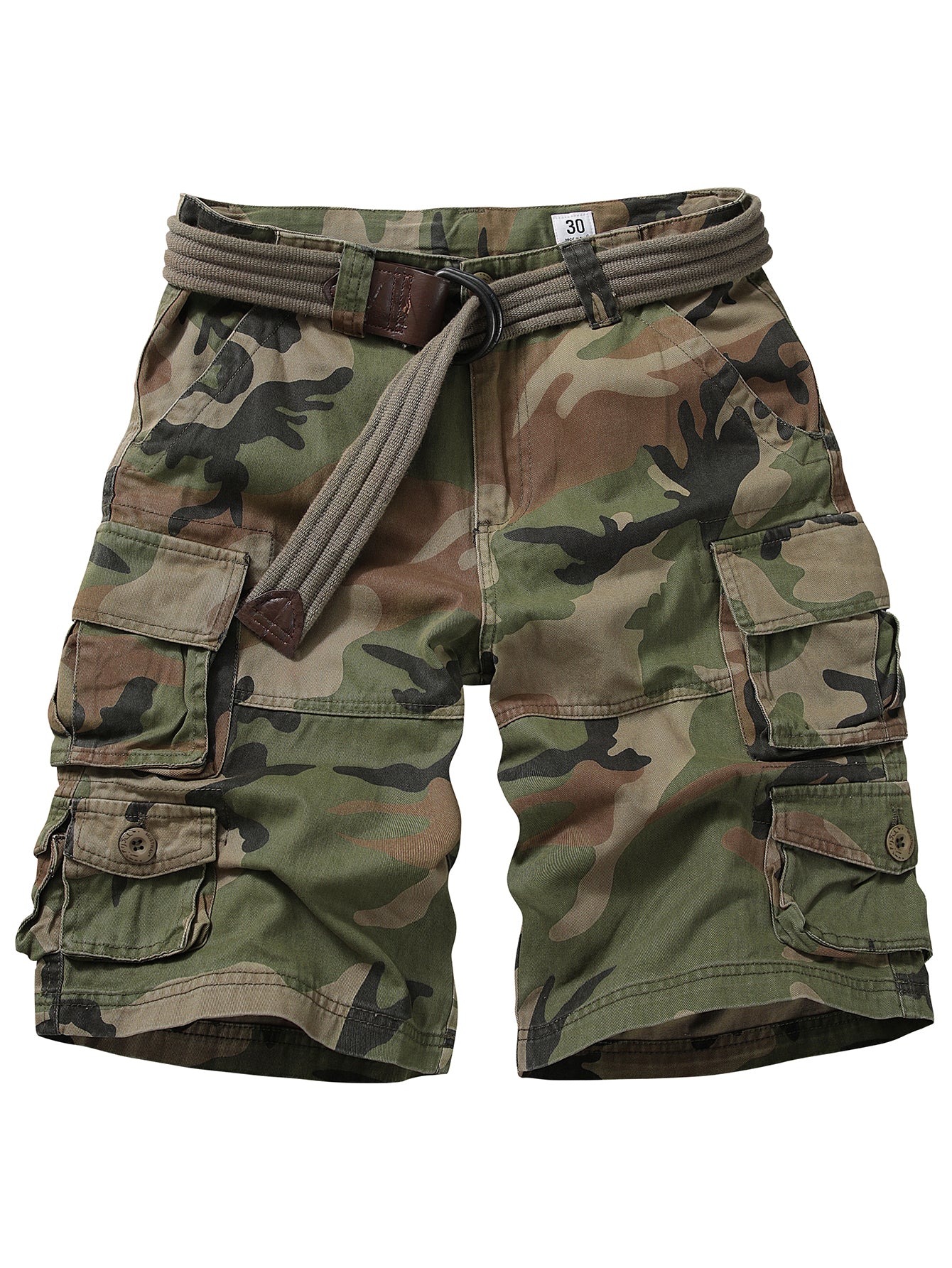 TRGPSG Men's Cargo Shorts with 9-Pockets, Comfort Camo Cotton Durability Shorts,Casual Cargo Style Work Shorts