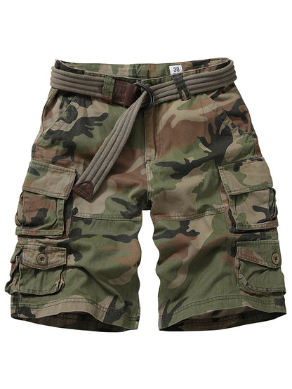 TRGPSG Men's Cargo Shorts with 9-Pockets, Comfort Camo Cotton Durability Shorts,Casual Cargo Style Work Shorts