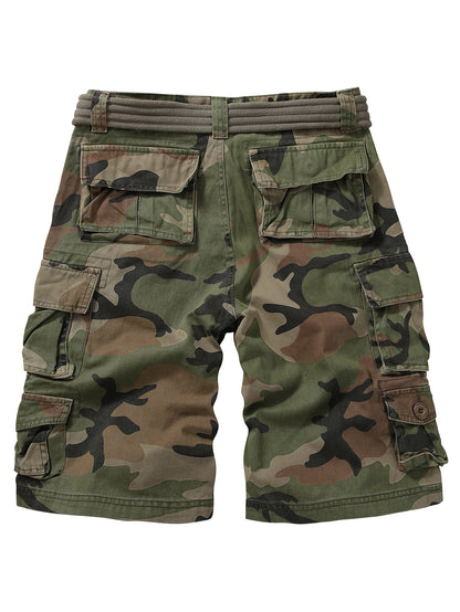 TRGPSG Men's Cargo Shorts with 9-Pockets, Comfort Camo Cotton Durability Shorts,Casual Cargo Style Work Shorts