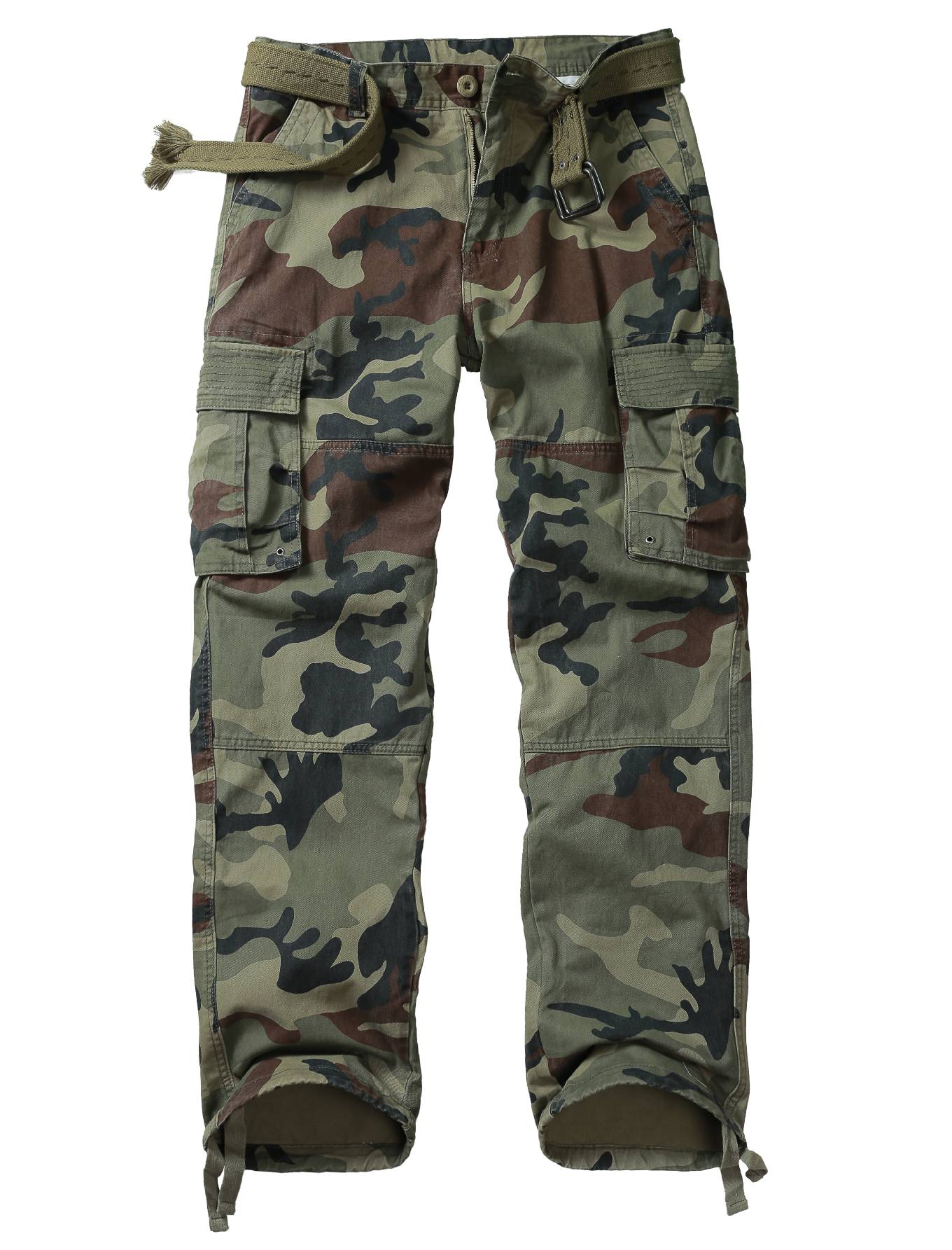 TRGPSG Men's Classic All Cotton Cargo Pants, 6-Pocket Work & Hiking Pants(No Belts)