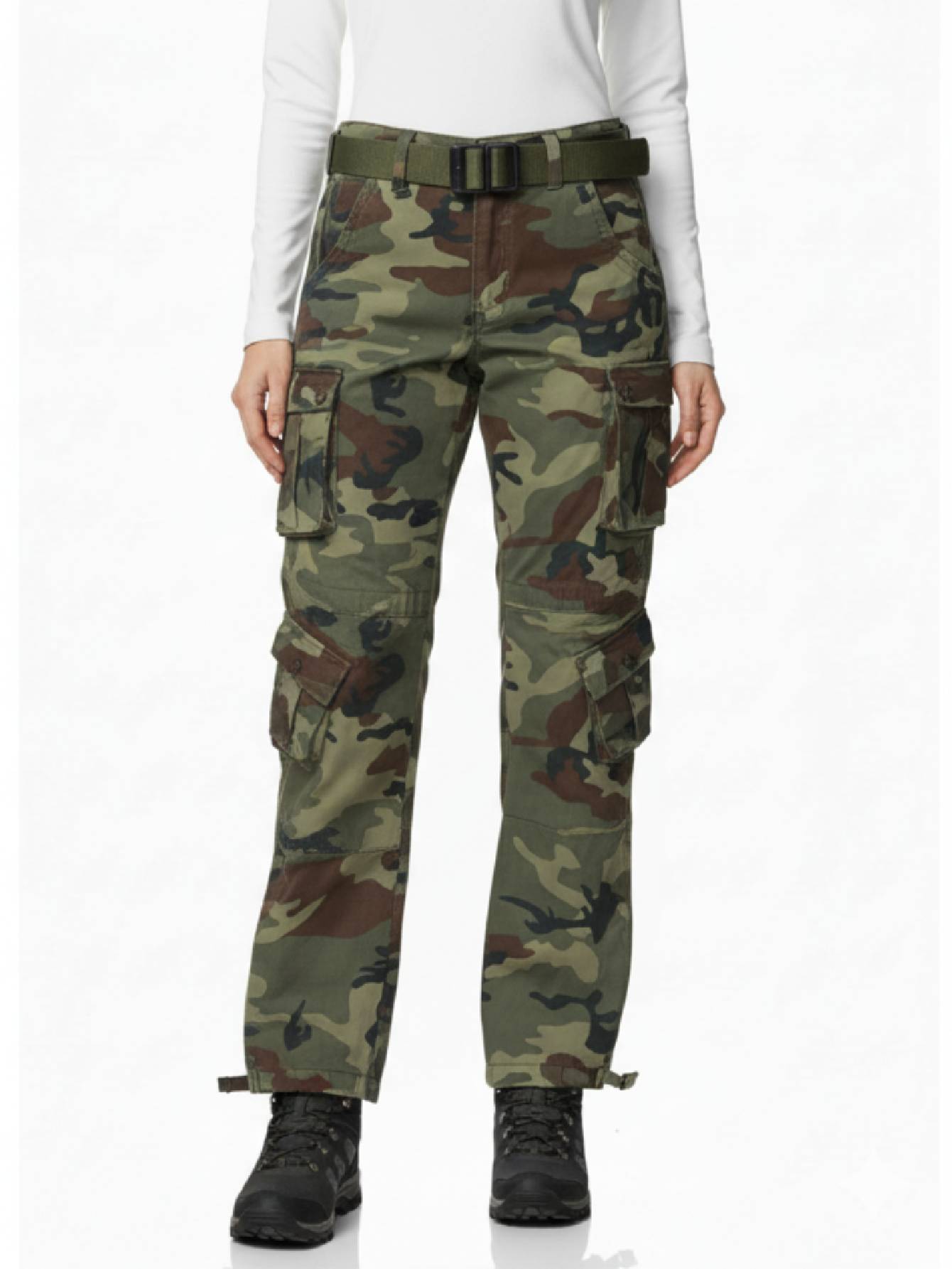 TRGPSG Women's Fleece Linded Cargo Hiking Pants With Multiple Pockets Outdoor Winter Snow Ski Insulated-Pants