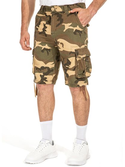 TRGPSG Men's Cargo Shorts with 6 Pockets Causal Camo Cotton Work Shorts(No Belt)