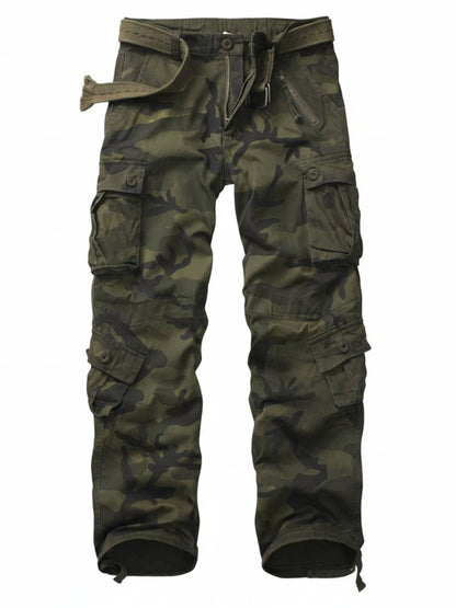 TRGPSG Men's Casual Relaxed Fit Cargo Pants Multi-Pocket Work Pants(No Belts)