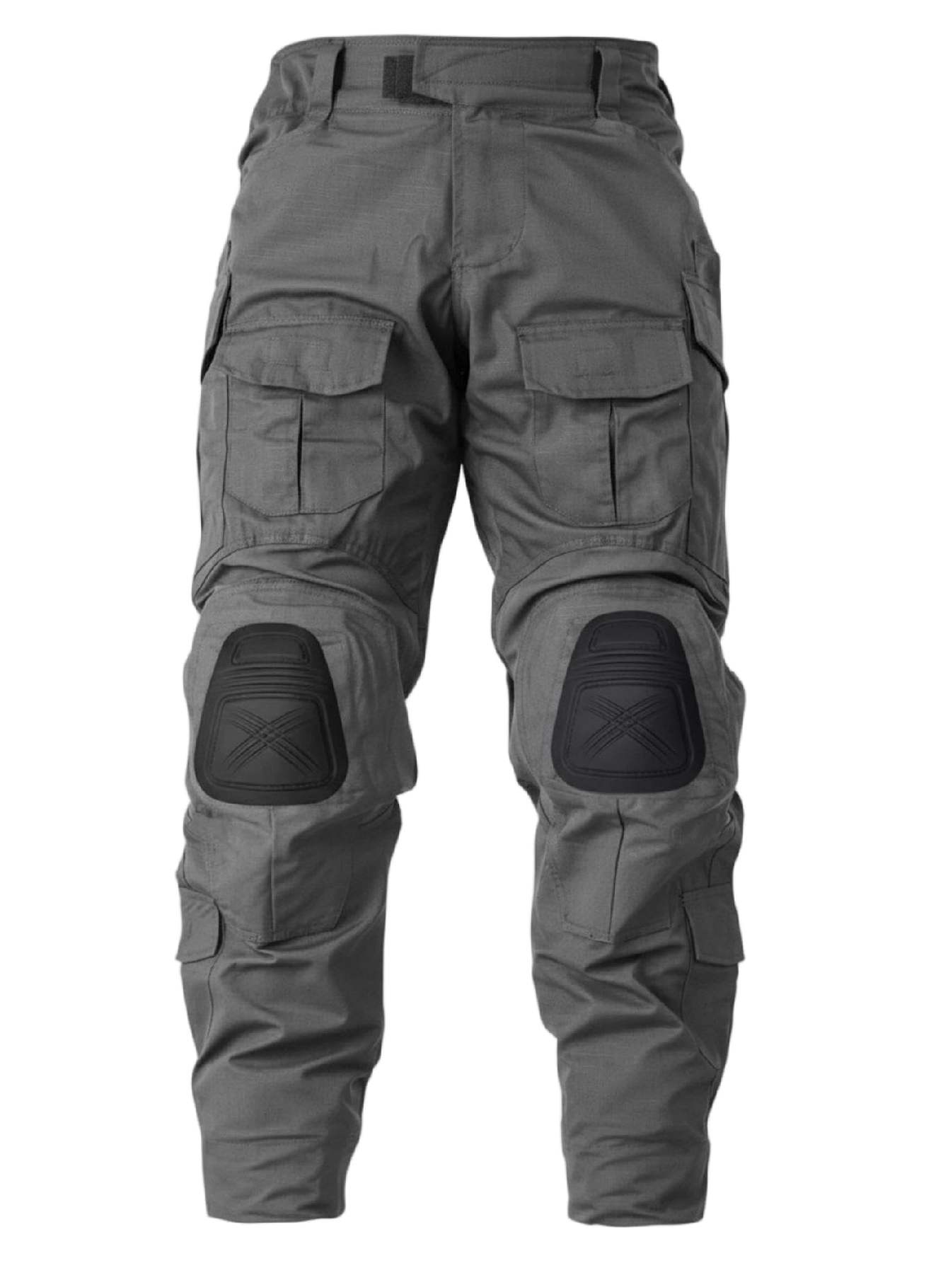 TRGPSG Men's Outdoors Camo Pants with Knee Pads, Camo Hunting Pants Waterproof Hiking Work Pants 10 Pockets (No Belt)