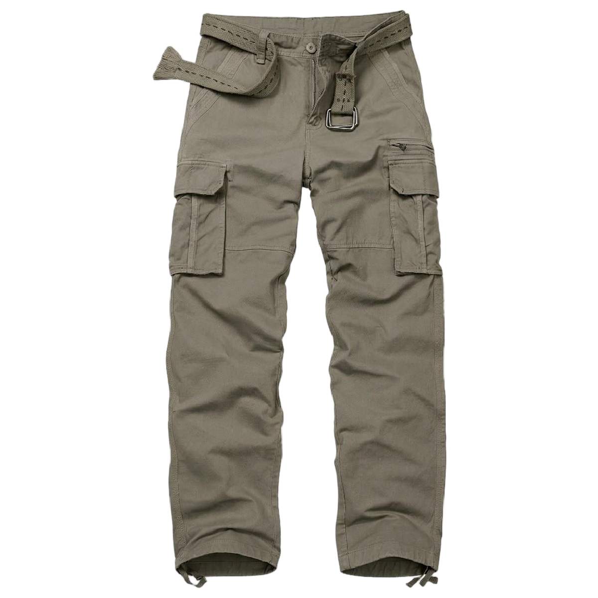 TRGPSG Cotton Comfort Cargo Pants For Men With 7 Pockets,Casual Relaxed Fit Work Pants(No Belts)