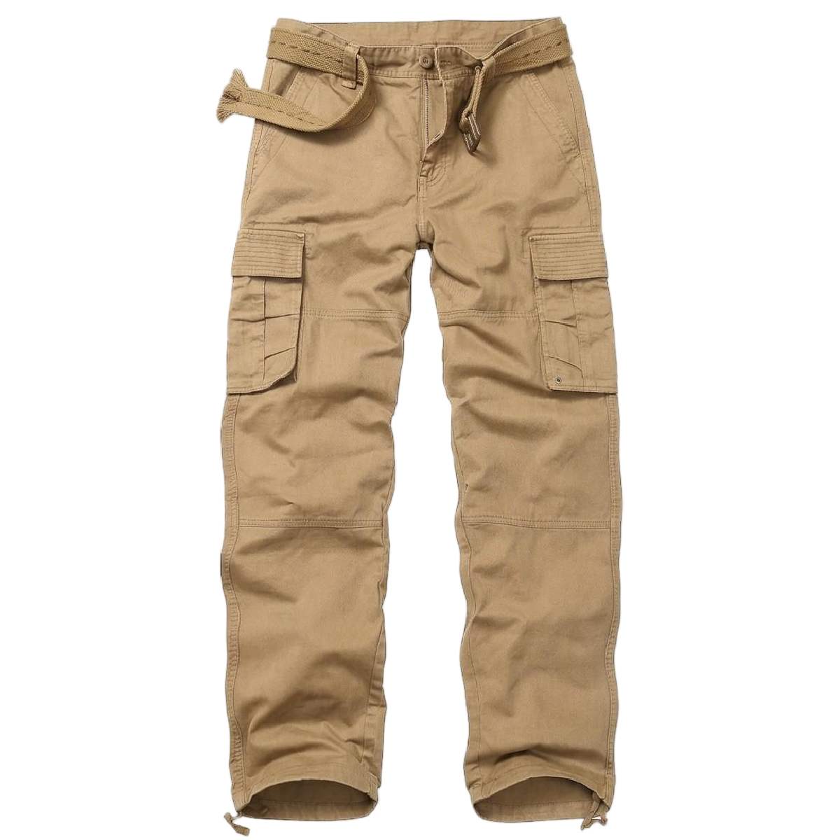 TRGPSG Men's Classic All Cotton Cargo Pants, 6-Pocket Work & Hiking Pants(No Belts)
