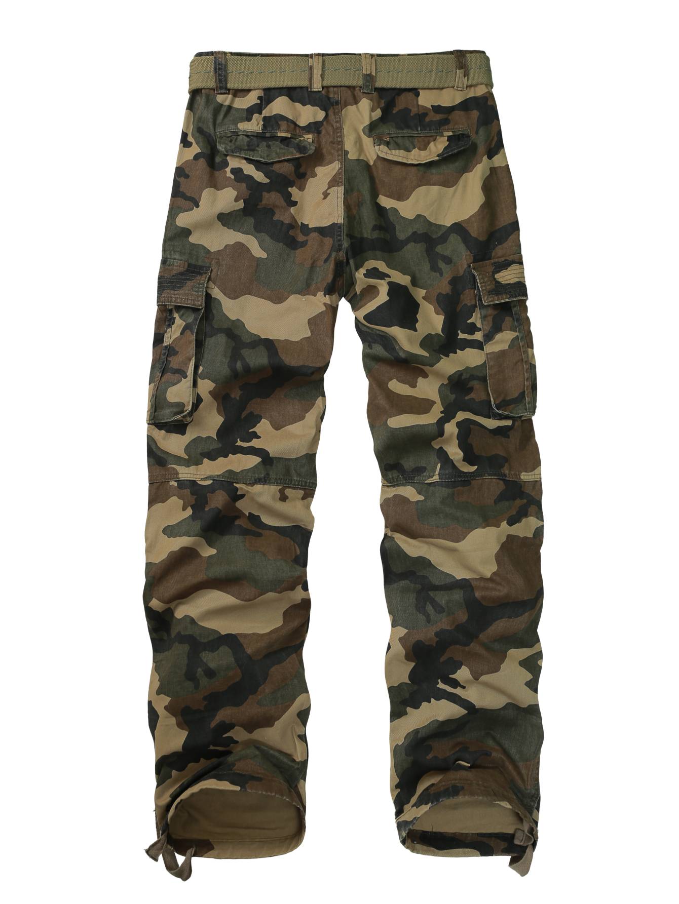 TRGPSG Men's Cotton Cargo Pants, Relaxed Fit 6-Pocket Utility Trousers with Drawstring Ankles, Sizes 32-42