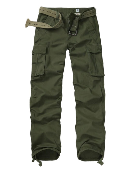 TRGPSG Men's Cotton Cargo Pants, Relaxed Fit 6-Pocket Utility Trousers with Drawstring Ankles, Sizes 32-42