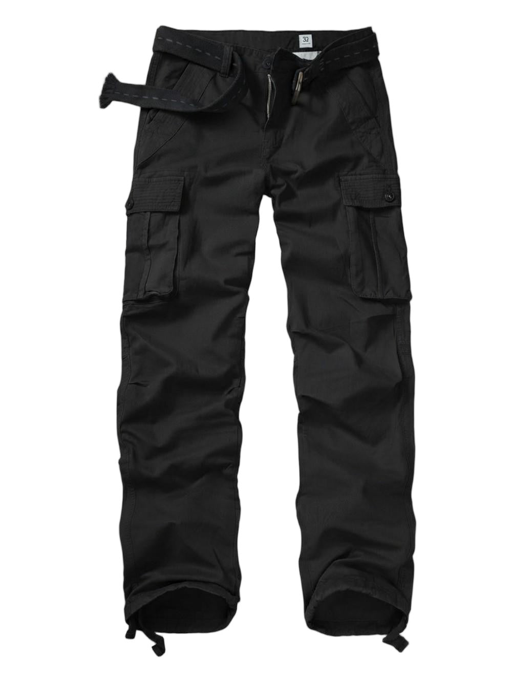 TRGPSG Men's Cotton Cargo Pants, Relaxed Fit 6-Pocket Utility Trousers with Drawstring Ankles, Sizes 32-42