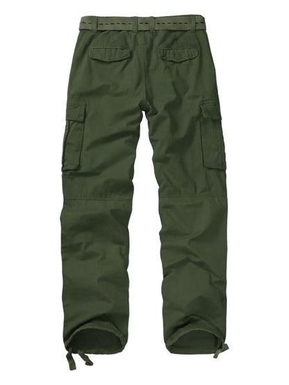 TRGPSG Men's Cotton Cargo Pants, Relaxed Fit 6-Pocket Utility Trousers with Drawstring Ankles, Sizes 32-42