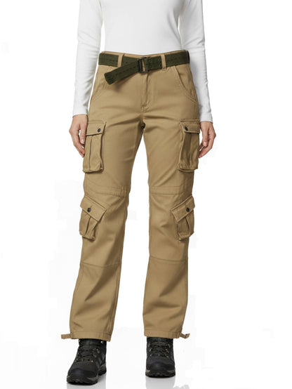 TRGPSG Women's Fleece Linded Cargo Hiking Pants With Multiple Pockets Outdoor Winter Snow Ski Insulated-Pants