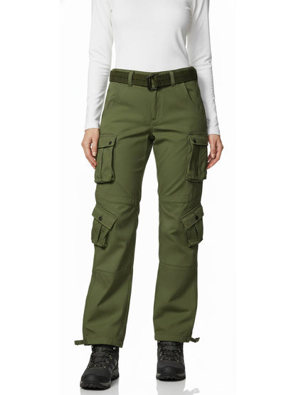 TRGPSG Women's Fleece Linded Cargo Hiking Pants With Multiple Pockets Outdoor Winter Snow Ski Insulated-Pants