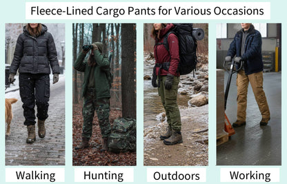 TRGPSG Women's Fleece Linded Cargo Hiking Pants With Multiple Pockets Outdoor Winter Snow Ski Insulated-Pants