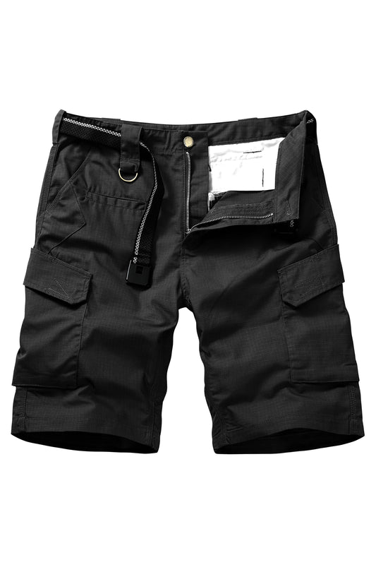 TRGPSG Men's Hiking Shorts Elastic Waist Tactical Work Shorts Lightweight Casual Fishing Cargo Shorts for Men with 6 Pockets