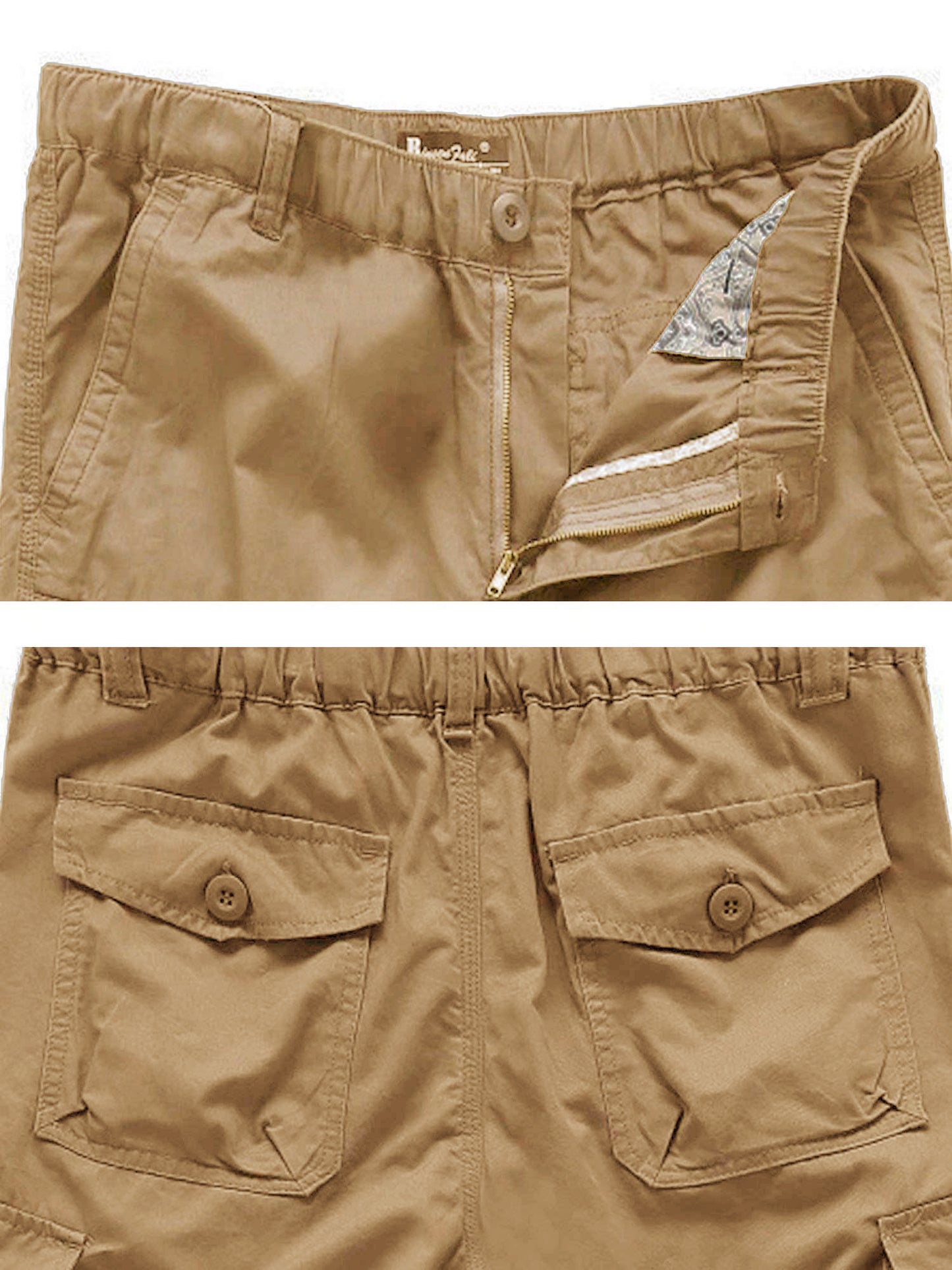 Men's Capri Pants Twill Elastic Below Knee Cargo Shorts with 7 Pockets 3/4 Capri Long Shorts
