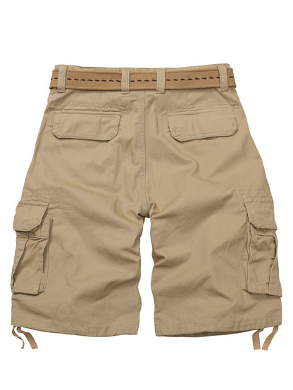 TRGPSG Men's Lightweight Multi Pocket Cotton Casual Cargo Shorts