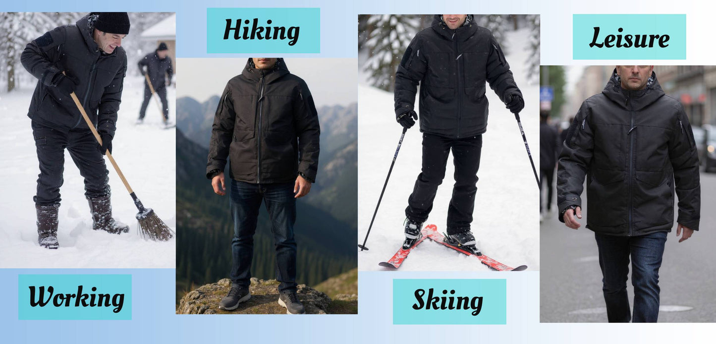 TRGPSG Men's Snow Ski Jacket with 9 Pockets Warm Jacket Waterproof Hooded Coat Windproof Winter Parka